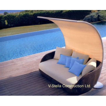 Shade Canopy Outdoor Pátio Rattan Wicker Sunbed